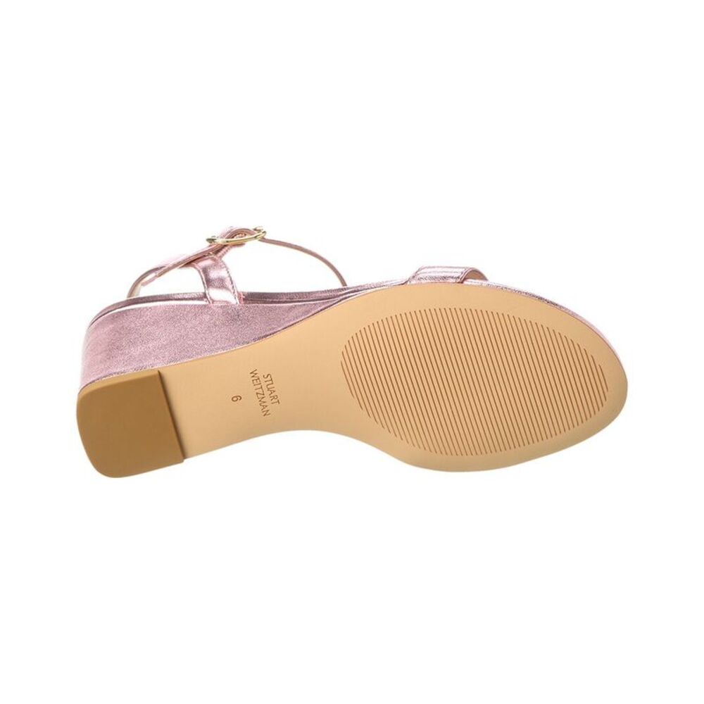 Stuart Weitzman Dancer 75 Leather Wedge Sandal, Pink - Picture 4 of 5